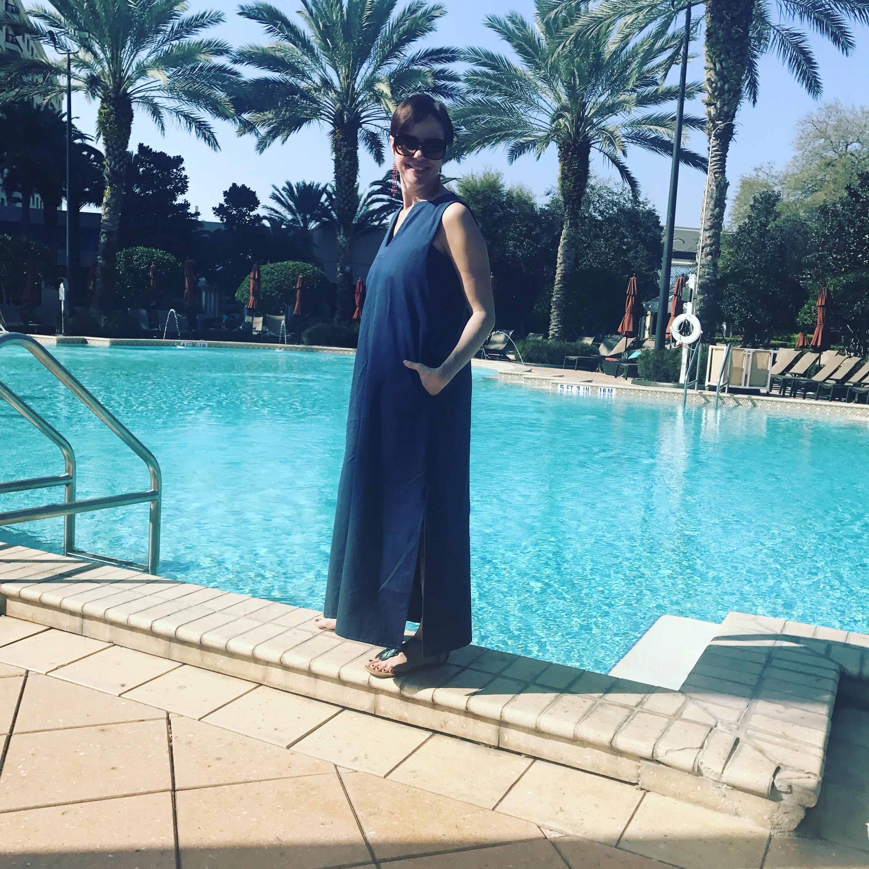 Ann Normandy Maxi Dress Ann Siegle Sew Paradise Marriott Renaissance Seaworld Pool Dress shot