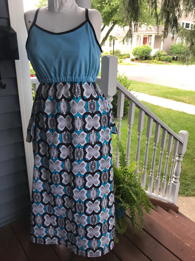 Adding a shelf bra to a maxi dress sewing pattern hack