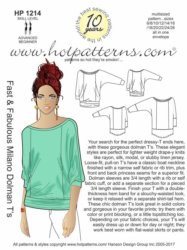 HotPatterns Milano Dolman Tee sewn by Ann at Sew Paradise