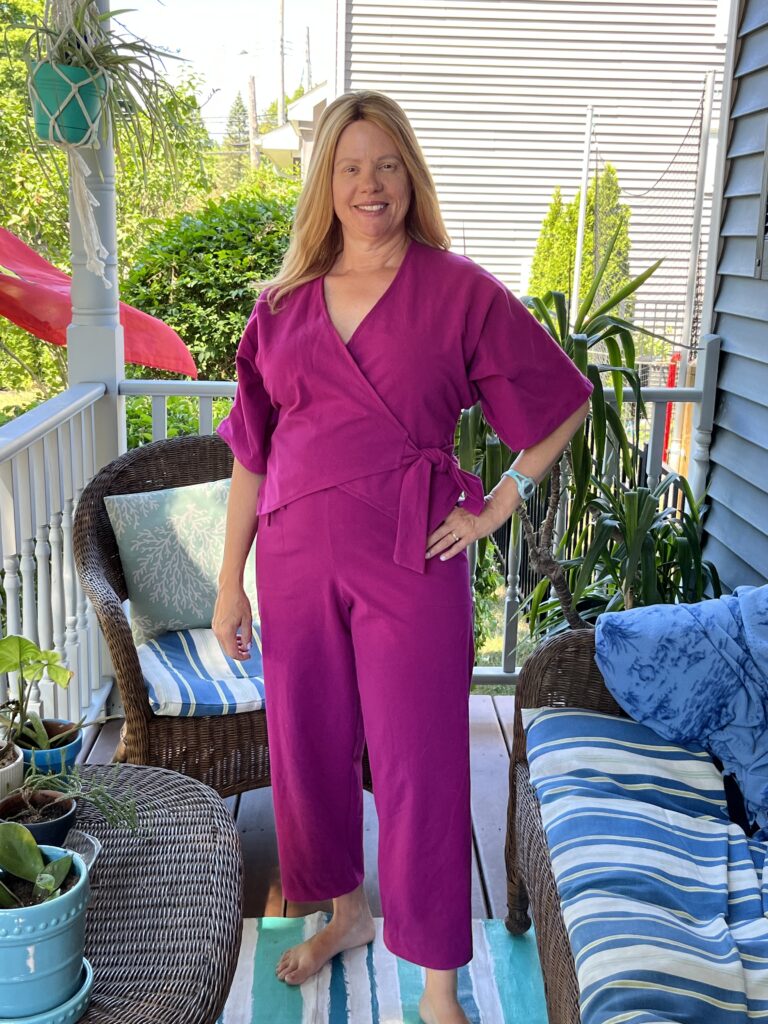 Two Piece wrap top and wide leg pants faux jumpsuit sewing pattern